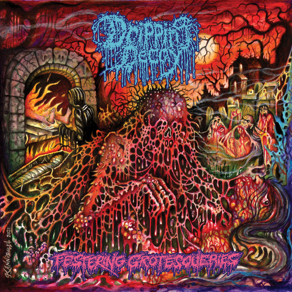 Dripping Decay - Festering Grotesqueries (LP, purple with red and black splatter vinyl)