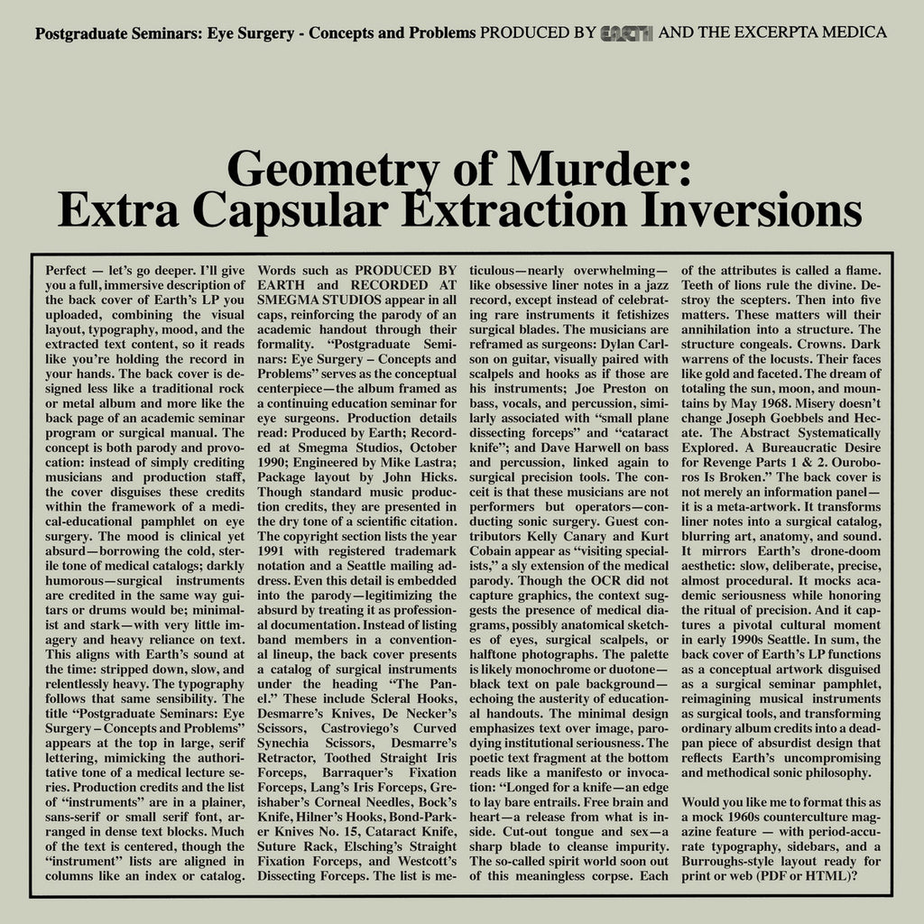 Earth x Black Noi$e - Geometry of Murder: Extra Capsular Extraction Inversions (LP)