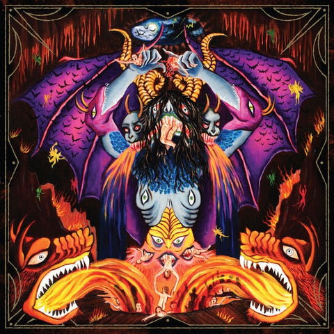 Devil Master - Satan Spits On Children Of Light (LP, neon violet with halloween orange, mustard yellow and cyan blue splatter)